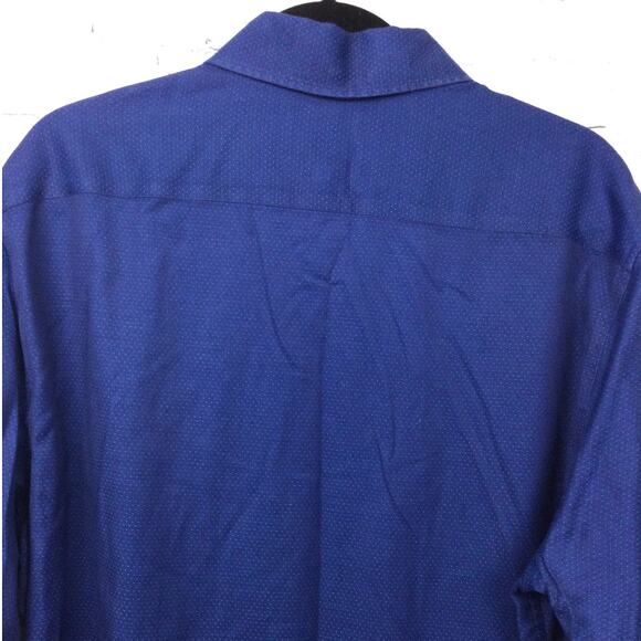 Bonobos Slim Fit Textured Dot Collared Button Down Dress Shirt Blue Men's XL - Picture 4 of 11